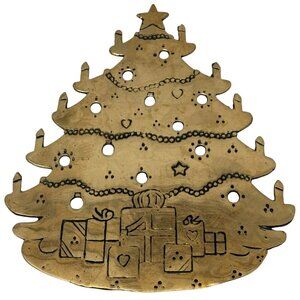 Vintage Lillian Vernon Christmas Tree Trivet Brass Holiday Decor